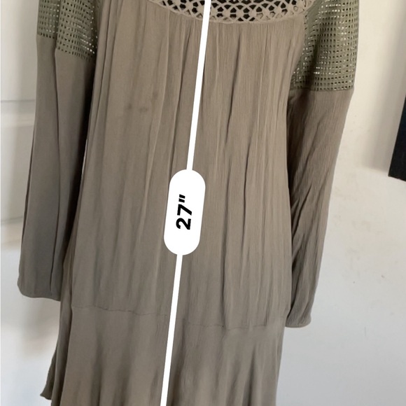 UmgeeUSA Women’s Mini Dress Top Size S Taupe Olive Boho Crochet - Picture 7 of 10